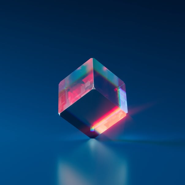 Image of NFT: cube on a glass surface